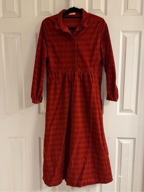 Poetry red corduroy plaid midi dress 8